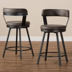 Set Of 2 Arcene Faux Leather Upholstered Pub Counter Height Barstools Gray/Black - Baxton Studio -Outlet Baxton Studio Store GUEST 72cd1ec1 b842 4071 b573 89e9bfd45e2e