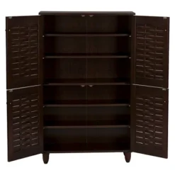Winda Modern And Contemporary 4-Door Wooden Entryway Shoes Storage Cabinet - Dark Brown - Baxton Studio -Outlet Baxton Studio Store GUEST 736124cb 6f87 4fdb b79a 5da557881e74