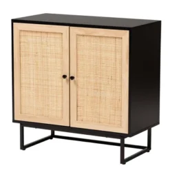 Declan Wood And Natural Rattan 2 Door Storage Cabinet Espresso Brown/Black - Baxton Studio -Outlet Baxton Studio Store GUEST 73a31e57 ac5e 4ebe ab7c f5256ee1b3ff