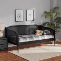 Twin Hancock Wood And Synthetic Rattan Daybed Charcoal - Baxton Studio -Outlet Baxton Studio Store GUEST 73c3d7c7 fe3d 4617 a6ce 9c466f51b0d3