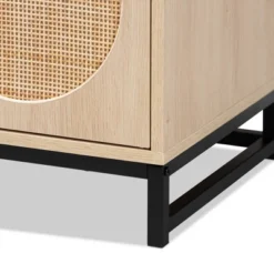 Ardon Bohemian Wood And Metal 2 Door Natural Rattan TV Stand For TVs Up To 40" Light Brown/Black - Baxton Studio -Outlet Baxton Studio Store GUEST 73ce36dc a13c 4ca5 bac0 cfa870040463