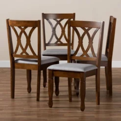 4pc Augustine Fabric Upholstered Dining Chair Set Gray/Walnut Brown - Baxton Studio -Outlet Baxton Studio Store GUEST 73e40f58 6ce1 4089 bde1 9178f8490f9e