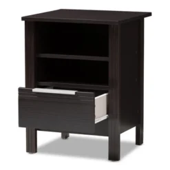 Hamish Modern And Contemporary Finished 1 Drawer Nightstand Dark Brown - Baxton Studio