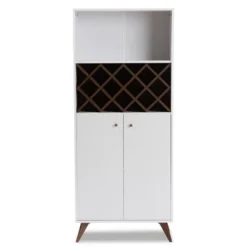 Baxton Studio Serafino And Walnut Finished Wood Wine Cabinet White/Brown - BaxtonStudio -Outlet Baxton Studio Store GUEST 74dcc13c f1ec 4dc6 9d60 8d56f6ea2e5e