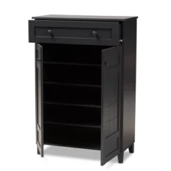 Shelf Wood Shoe Storage Cabinet With Drawer Glidden Finished Black - Baxton Studio -Outlet Baxton Studio Store GUEST 74e2bd47 f950 40a7 a038 bdec0ba4764e
