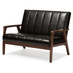 Nikko Mid-Century Modern Scandinavian Style Faux Leather Wooden 2 Seater Loveseat - Baxton Studio 9 Nikko Mid-Century Modern Scandinavian Style Faux Leather Wooden 2 Seater Loveseat - Baxton Studio -Outlet Baxton Studio Store GUEST 753fe990 507c 4bd0 bb64 c2f5d6a8731e
