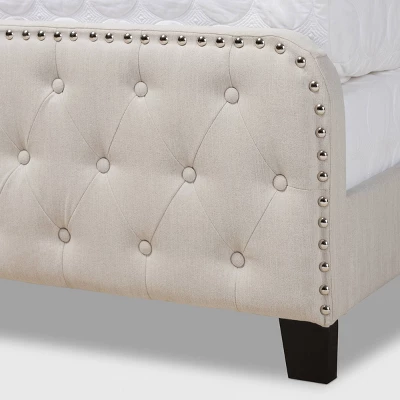 Annalisa Fabric Upholstered Button Tufted Panel Bed - Baxton Studio 4 Annalisa Fabric Upholstered Button Tufted Panel Bed - Baxton Studio - Image 4