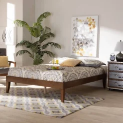Lucina Walnut Platform Bed Frame Brown - Baxton Studio -Outlet Baxton Studio Store GUEST 7602d285 56ff 4aaf b27e 54064005d59b