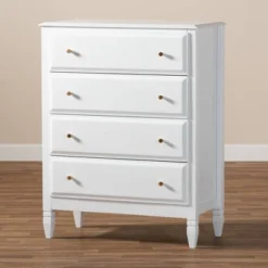4 Drawer Naomi Wood Bedroom Chest White/Gold - Baxton Studio -Outlet Baxton Studio Store GUEST 76060047 009a 4659 ba70 622b358013a4
