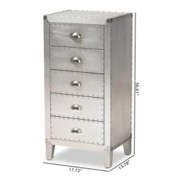 Carrel Metal 5 Drawer Accent Chest Silver - Baxton Studio -Outlet Baxton Studio Store GUEST 766bb927 1795 475a 890c 78d045f02af7