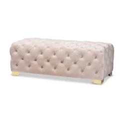 Avara Velvet Button Tufted Bench Ottoman - Baxton Studio -Outlet Baxton Studio Store GUEST 77728033 9671 41c2 af66 bae7a9557f9a