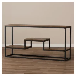 Doreen Rustic Industrial Style Antique Textured Finished Metal Distressed Wood Console Table - Black - Baxton Studio -Outlet Baxton Studio Store GUEST 77c6406b b14e 494e 8aa1 d94d8892529b
