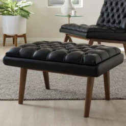 Baxton Studio Annetha Mid Century Modern Walnut Finished Wood Faux Leather Upholstered Ottoman Black 11 Baxton Studio Annetha Mid Century Modern Walnut Finished Wood Faux Leather Upholstered Ottoman Black -Outlet Baxton Studio Store GUEST 77edb94e 54e5 441e a00a c93d45ae36a6