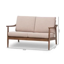 Venza Mid-Modern Walnut Wood Fabric Upholstered 2 Seater Loveseat Light Brown - Baxton Studio -Outlet Baxton Studio Store GUEST 7835925c 9b0c 4a84 adac 23c3aeba3540