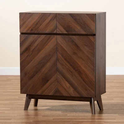 Hartman Wood Shoe Cabinet Walnut Brown - Baxton Studio 4 Hartman Wood Shoe Cabinet Walnut Brown - Baxton Studio - Image 4