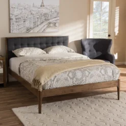 Jupiter Mid Tufted Platform Bed Gray - Baxton Studio -Outlet Baxton Studio Store GUEST 7911d31b 299e 42c5 8f53 7c2f3420050b