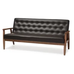 Sorrento Mid-Century Retro Modern Faux Leather Upholstered Wooden 3 Seater Sofa - Baxton Studio -Outlet Baxton Studio Store GUEST 7944c189 23b8 448e ad56 0b0a4ea0ccce