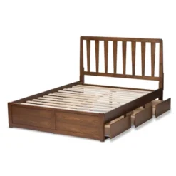 Queen Raurey Modern And Contemporary Walnut Finished Storage Platform Bed Brown - Baxton Studio -Outlet Baxton Studio Store GUEST 796f1584 cb18 4800 a180 75473a6105db