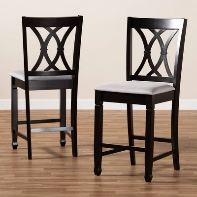 2pc Reneau Finished Wood Counter Height Pub Chairs - Baxton Studio 2 2pc Reneau Finished Wood Counter Height Pub Chairs - Baxton Studio - Image 2