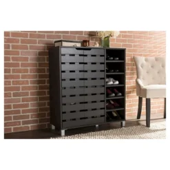 Shirley Modern And Contemporary Wood 2-Door Shoe Cabinet With Open Shelves - Dark Brown - Baxton Studio -Outlet Baxton Studio Store GUEST 799a9a0d 9655 4a2f 8826 1730bf5b00a4