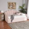 Queen Timila Velvet Fabric Upholstered Daybed Light Pink - Baxton Studio
