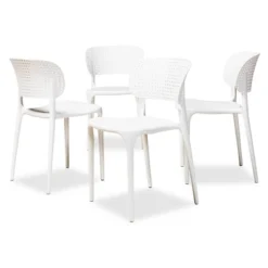 4pc Rae Plastic Stackable Dining Chair Set - Baxton Studio -Outlet Baxton Studio Store GUEST 79b7341e 2fd3 4c93 abfd a8cf1ae0aa14