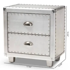 2 Drawer Davet Metal Nightstand Silver - Baxton Studio -Outlet Baxton Studio Store GUEST 7a160061 3cb4 47f9 be53 9dc447012ee3