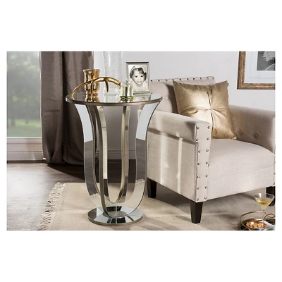 Kylie Modern And Contemporary Hollywood Regency Glamour Style Mirrored Accent Side Table - Silver - Baxton Studio 2 Kylie Modern And Contemporary Hollywood Regency Glamour Style Mirrored Accent Side Table - Silver - Baxton Studio - Image 2