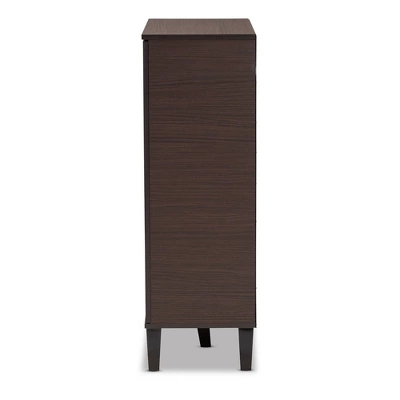 Idina Mid-Century Wood 1 Door Shoe Cabinet Brown/Gray - Baxton Studio 3 Idina Mid-Century Wood 1 Door Shoe Cabinet Brown/Gray - Baxton Studio - Image 3