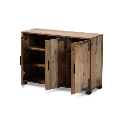3 Door Cyrille Wood Shoe Cabinet Brown - Baxton Studio 1 3 Door Cyrille Wood Shoe Cabinet Brown - Baxton Studio