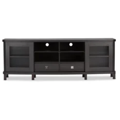 Walda Wood Cabinet With 2 Sliding Doors And 2 Drawers TV Stand For TVs Up To 70" Dark Brown - Baxton Studio -Outlet Baxton Studio Store GUEST 7ae38445 a5df 464e bdc5 a42ccd596cc1