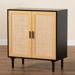 Maureen Wood And Rattan 2 Door Storage Cabinet Espresso/Natural Brown - Baxton Studio -Outlet Baxton Studio Store GUEST 7b41815c b80d 448e 9a76 09bf86b7e562