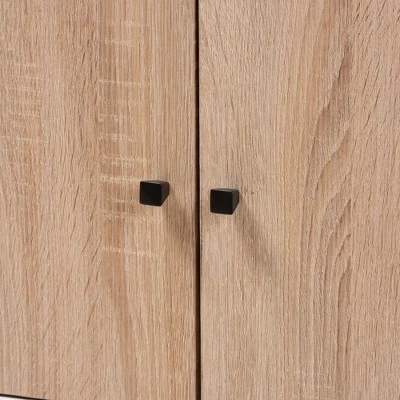 Bastien Light Oak 6 Shelf TV Stand For TVs Up To 60" White/Brown - Baxton Studio 6 Bastien Light Oak 6 Shelf TV Stand For TVs Up To 60" White/Brown - Baxton Studio - Image 6