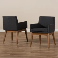 Set Of 2 Nexus Mid Century Modern Walnut Wood Fabric Upholstered Dining Armchair - Baxton Studio -Outlet Baxton Studio Store GUEST 7c2e83b0 cc79 4987 ab7a 76ef802ed96d