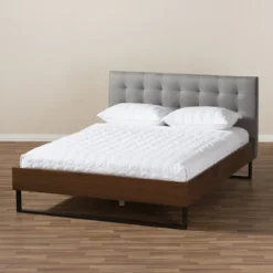 Mitchell Rustic Industrial Walnut Wood And Fabric Metal Platform Bed - Baxton Studio 12 Mitchell Rustic Industrial Walnut Wood And Fabric Metal Platform Bed - Baxton Studio -Outlet Baxton Studio Store GUEST 7c6a3f00 3f13 40af a215 255a278bf59d