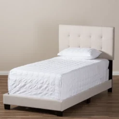 Twin Brookfield Modern And Contemporary Fabric Upholstered Bed Beige - Baxton Studio -Outlet Baxton Studio Store GUEST 7c7c5a8d aa0c 4be0 8325 69074312e4cd