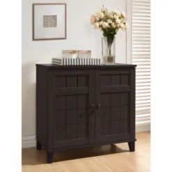 Glidden Wood Modern Shoe Cabinet (Short) Dark Brown - Baxton Studio -Outlet Baxton Studio Store GUEST 7d38901a a14c 4d85 afc2 e9227be4959d