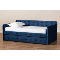 Jona Velvet Fabric Upholstered And Button Tufted Daybed With Trundle - Baxton Studio -Outlet Baxton Studio Store GUEST 7d5ba370 1240 4f63 a898 3b915f2d01aa