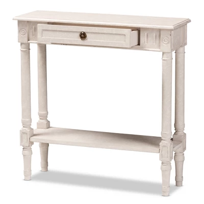 Ariella Whitewashed 1 Drawer End Table White - Baxton Studio 9 Ariella Whitewashed 1 Drawer End Table White - Baxton Studio - Image 9