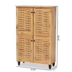 Winda Wood 4 Door Shoe Storage Cabinet Oak Brown/Black - Baxton Studio -Outlet Baxton Studio Store GUEST 7ea9425f 277a 4ee9 ba65 e5025f42a737