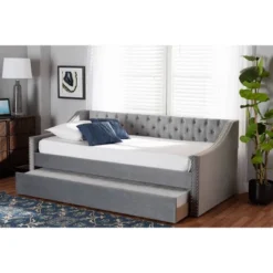 Raphael Velvet Fabric Upholstered Daybed With Trundle - Baxton Studio -Outlet Baxton Studio Store GUEST 7f5adc72 32a2 4a13 a4b4 0a82988c0663