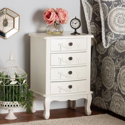 Callen Wood 4 Drawer Nightstand White - Baxton Studio 1 Callen Wood 4 Drawer Nightstand White - Baxton Studio