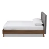 King Alinia Mid Century Retro Modern Fabric Upholstered Walnut Wood Platform Bed - Baxton Studio