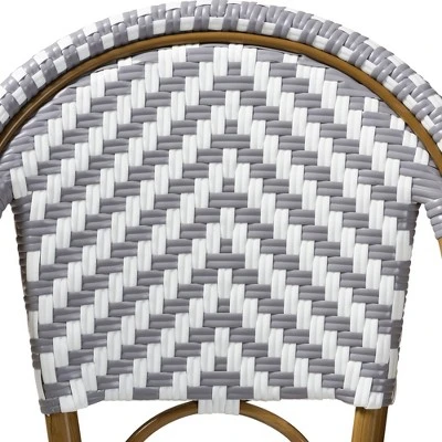 Baxton Studio Ilene Indoor And Outdoor Stackable Bistro Barstool Gray/White - BaxtonStudio 4 Baxton Studio Ilene Indoor And Outdoor Stackable Bistro Barstool Gray/White - BaxtonStudio - Image 4