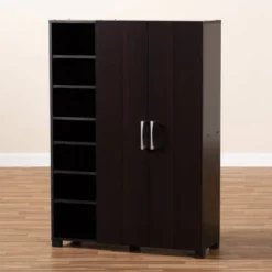 Marine Finished 2 Door Wood Entryway Shoe Storage Cabinet With Open Shelves Brown - Baxton Studio -Outlet Baxton Studio Store GUEST 8054819c 7ff8 457b 9507 67acf8f21b95