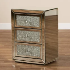 Talan 3 Drawers Mirrored Nightstand - Baxton Studio -Outlet Baxton Studio Store GUEST 80865d92 42d6 48ac b798 0f4b23830578