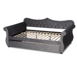 Abbie Velvet Fabric Upholstered Crystal Tufted Daybed With Trundle - Baxton Studio -Outlet Baxton Studio Store GUEST 808f0858 a322 41b4 adf7 c67a9bd836db