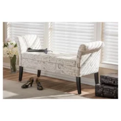 Avignon Script - Patterned French Laundry Fabric Storage Ottoman Bench - Baxton Studio -Outlet Baxton Studio Store GUEST 81bfaa9d 2b54 498a a39a db77f07e57d8