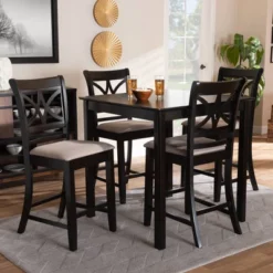 5pc Chandler Pub Dining Set Sand/Espresso - Baxton Studio -Outlet Baxton Studio Store GUEST 81c5cb8f c0fd 4599 8adb 339aaa661a3b