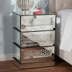 Sabrina Hollywood Regency Glamour Style Mirrored 3 - Drawer Nightstand - Baxton Studio -Outlet Baxton Studio Store GUEST 82052dad 1c24 4f96 b6c4 1c13251870bb